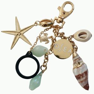 Gold Sea Charm Key & Card Holder with Green Accents